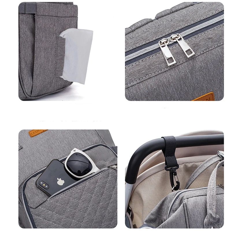 

LEQUEEN Diaper Bag for Backpack Organizer with USB Girls Bags Fashion Maternity Large Stroller Hanging Nappy travel Accessories