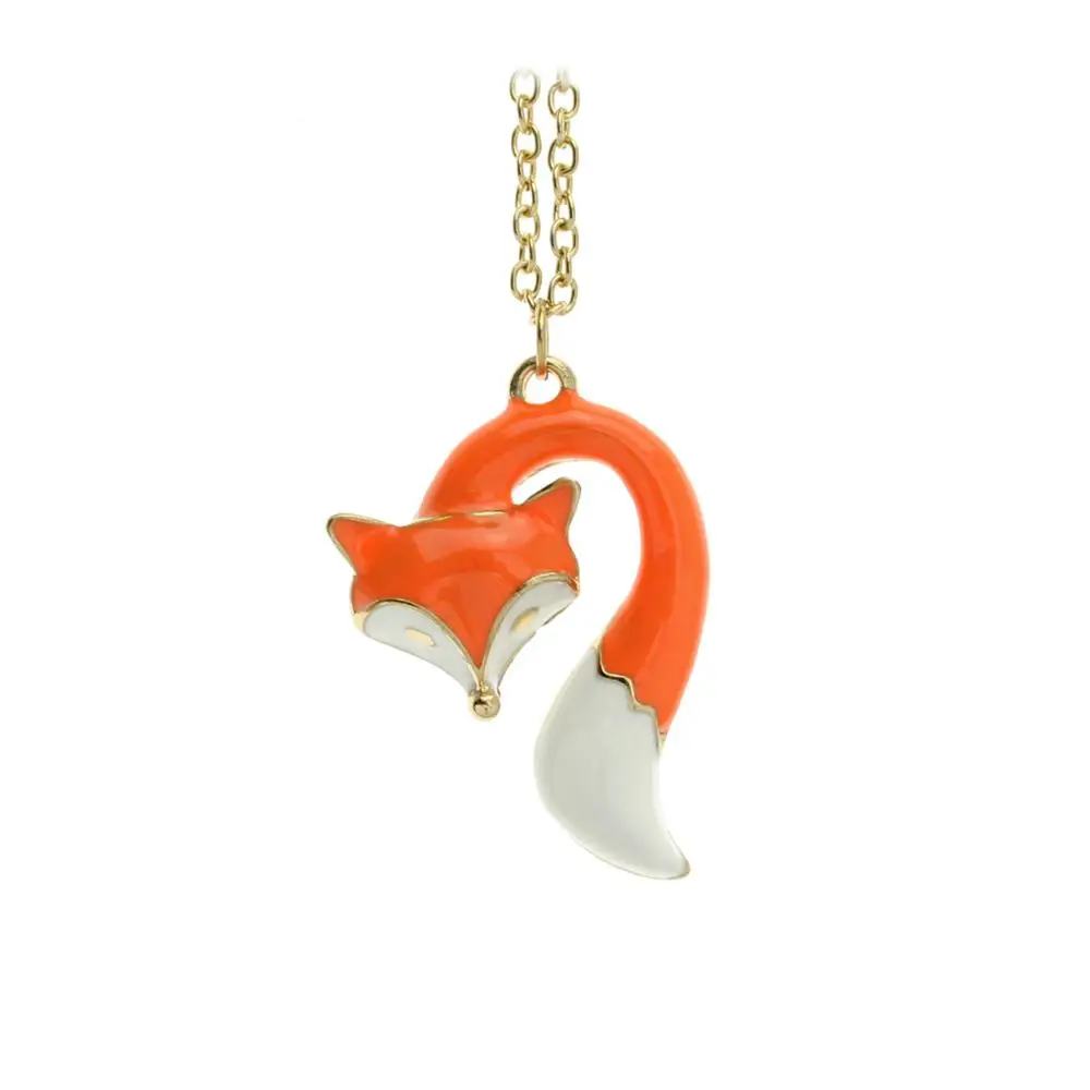 Orange Hapiship, новинка, Модные женские ювелирные изделия, черный/красный/зеленый/оранжевый тон, ювелирное изделие, милый кулон в виде лисы, 18 дюймов, ожерелье,, 00EZM - Окраска металла: Orange