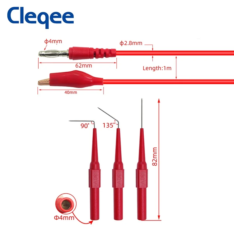 Комплект задних щупов Cleqee P1920 20 шт./компл. 4 мм разъем типа "банан" на зажим