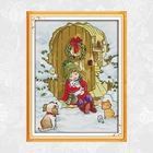 Набор для вышивки сделай сам, Набор для вышивки крестиком сделай сам, с рисунком девушек и животных на Рождество, 14 карат, 11 карат