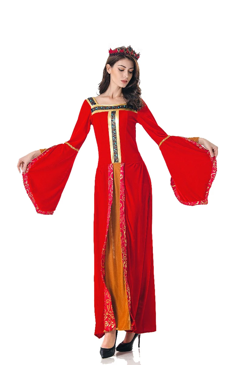 

Halloween Cosplay Dress Retro Palace Long Skirt Red Queen Adult Clothing COS Apparel Prom Party Clothes Christmas Party