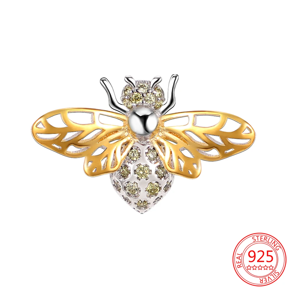 

Новый 925 SterlingGolden полый инкрустированный Цирконий Hornet Шарм подходит для оригинального браслета Pandora для женщин DIY ювелирные изделия подарок