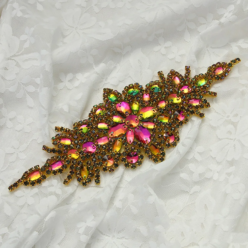 9 Styles Wedding Rhinestone Applique Gold Silver Bridal Beaded Crystal Appliques Patch Iron On For Dresses | Дом и сад