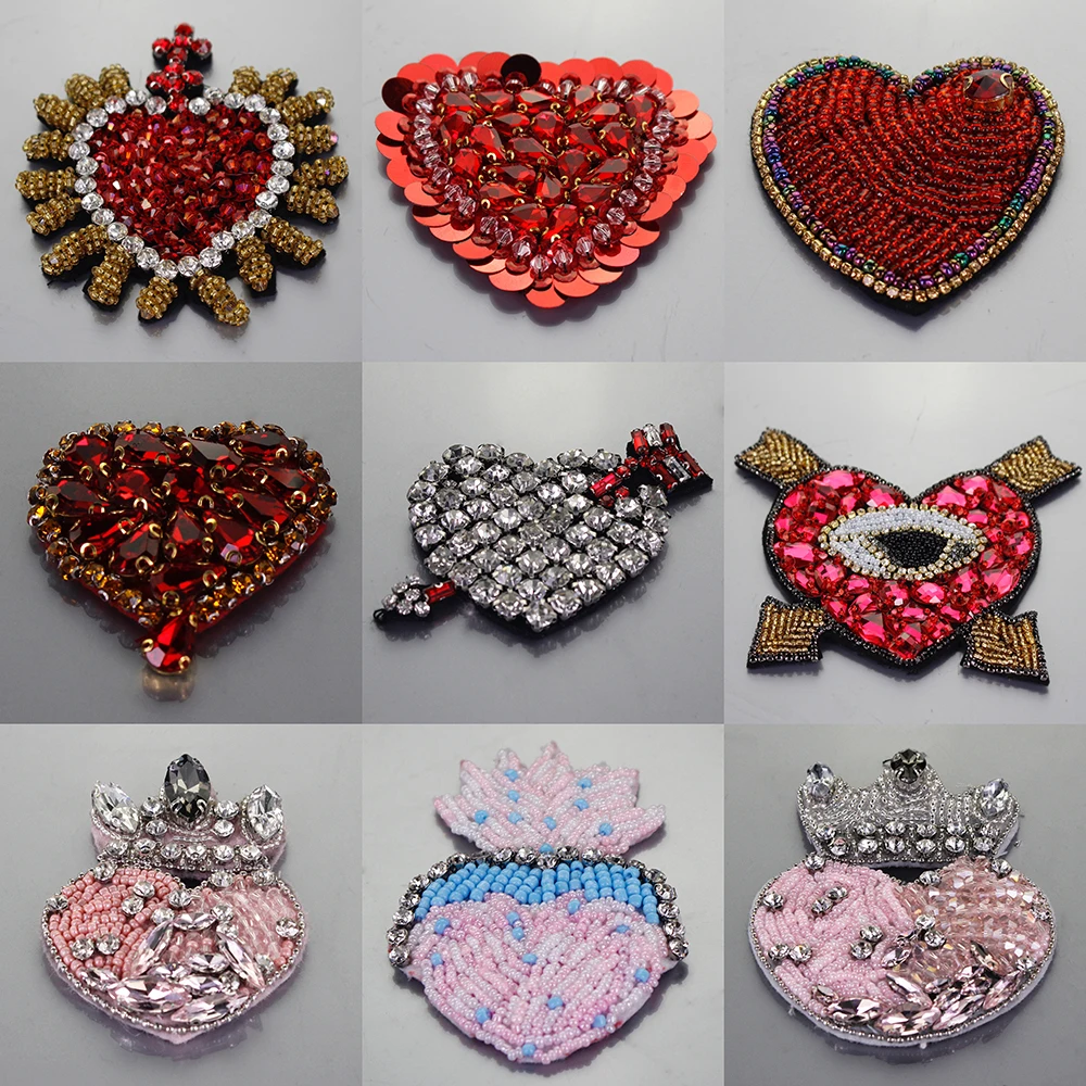 Роскошные Стразы блестки бисер корона любовь сердце патч для одежды Пришивание