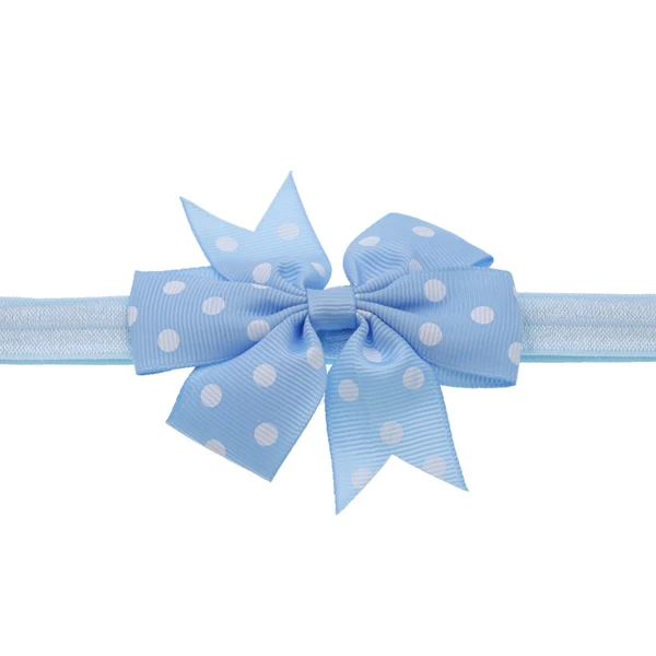 light blue Головная повязка для девочек с принтом в горошек бант для волос повязка на голову эластичный с цветочным принтом волосы группы детей ручной работы цветок Детские аксессуары для волос - Цвет: light blue