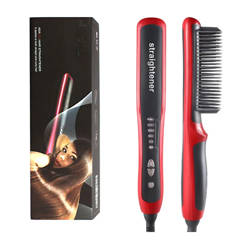 

Anti Scalding Beard Straightener Brush Electric Hot Comb Straightening Hair Iron Heating Comb Straightener Men Beard Brush