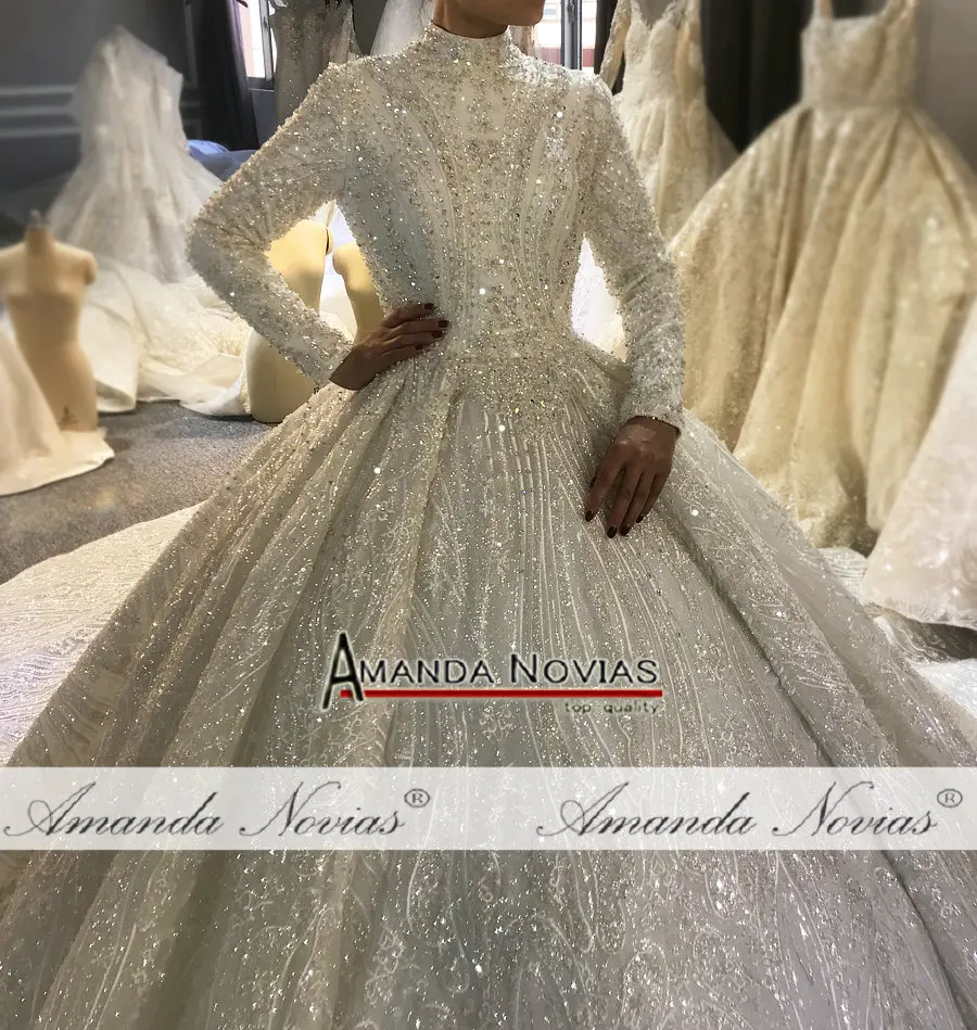 Роскошный Новый дизайн отделанная бисером ткань свадебное платье NS3907 реальная