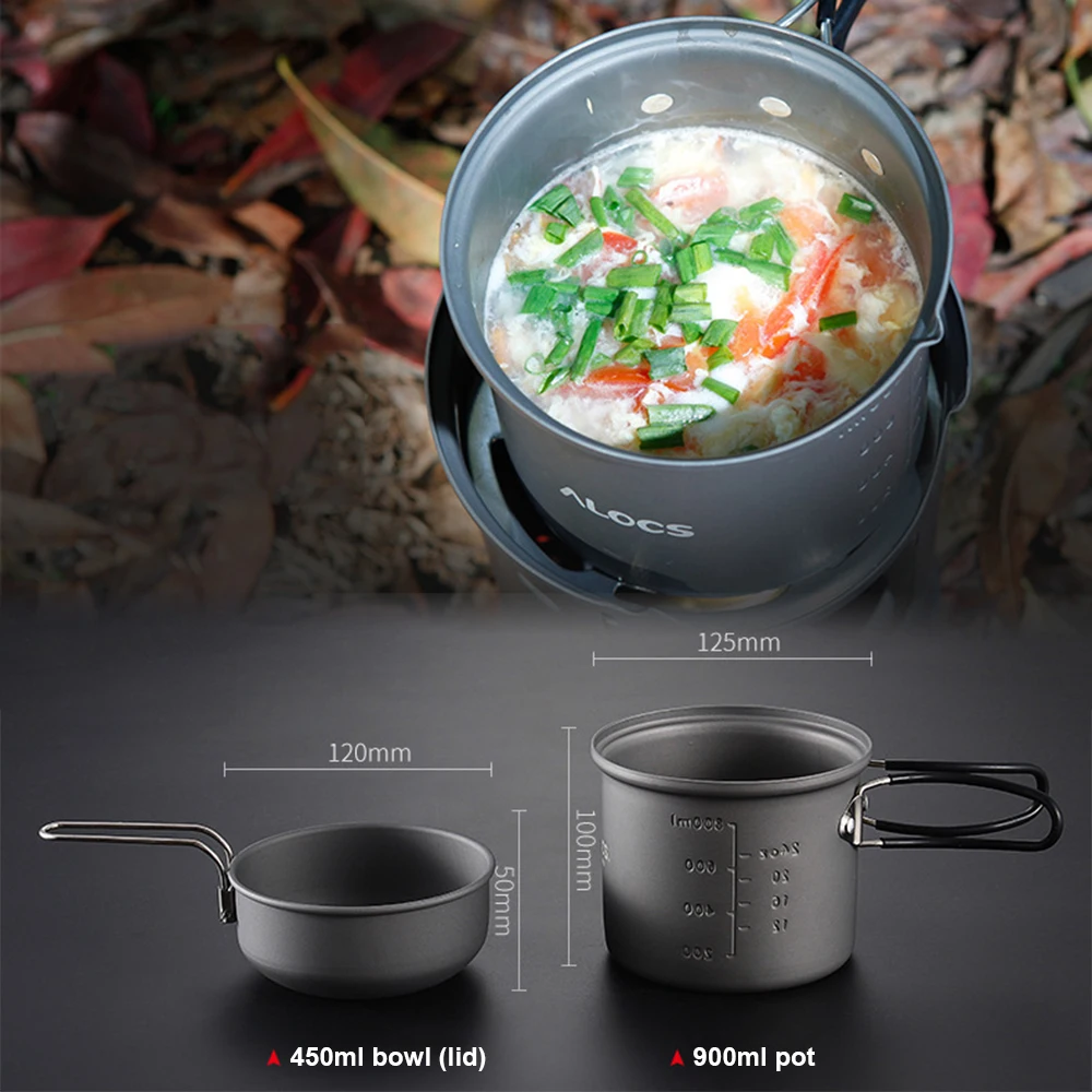 

10PCS / 7PCS Outdoor Stove Outdoor Camping Portable Kitchenware Hiking Picnic Cooking Utensil Stove Pot Bowl Pan Alcohol Stove