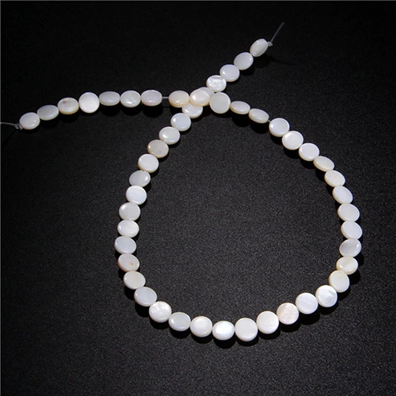 

8 9 12mm White Natural Shell Beads Flat Smooth Round Interval Loose Natural Beads For DIY Necklace Earrings Jewelry Accessories