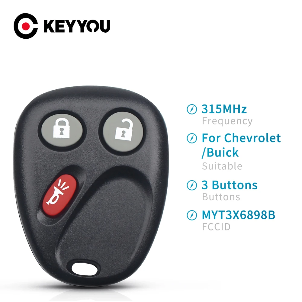KEYYOU-mando a distancia MYT3X6898B para coche, 3 botones, para Chevrolet Trailblazer, Buick, Rainier, GMC enenvío, llave de coche Fob 315Mhz