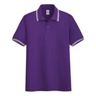 Рубашка-поло AOLIWEN Мужская в полоску, однотонная Повседневная Деловая впитывающая, из 65% хлопка, с коротким рукавом, облегающая, фиолетовый цвет