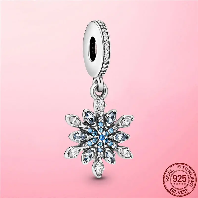 

2021 New 925 Sterling Silver Snowflake Dangle Charm Pendant fit Original Pandora Bracelet Necklace Silver 925 Jewelry Making