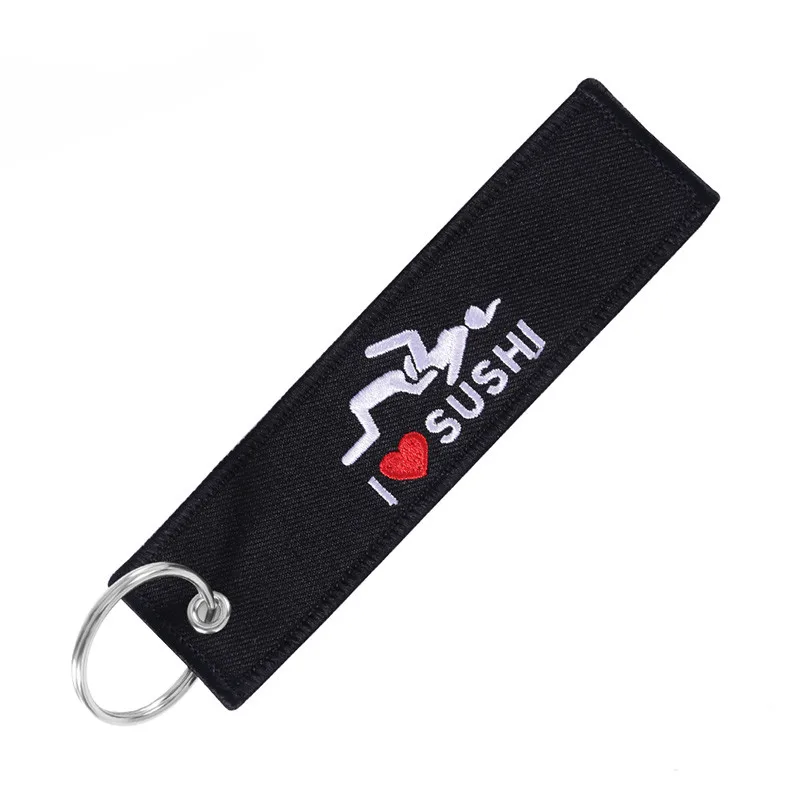 Автомобильный брелок Модный черный и белый автомобильный брелок для ключей для мотоциклов I LOVE суши автомобильный брелок ювелирный брелок