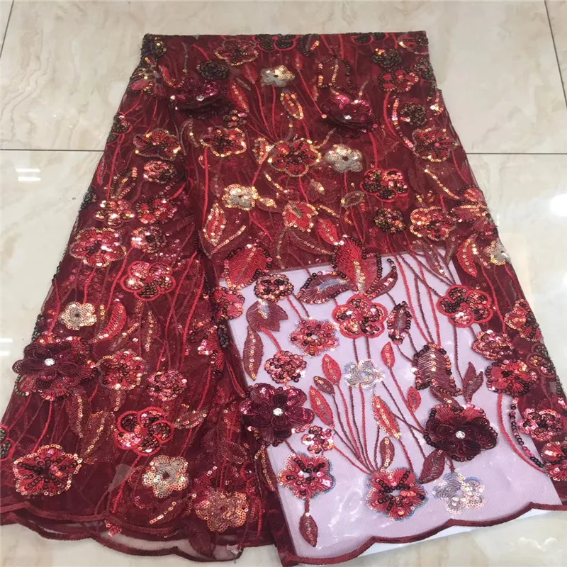 

Latest French Tulle Lace Fabric With Sequined 2019 High Quality African Nigerian Mesh Lace Fabric Light Blue Wedding Dress