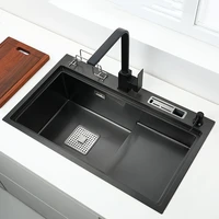 step wise black kitchen sink 304 stainless steel sink counter large scullery black nano single kitchen sink with thawing table