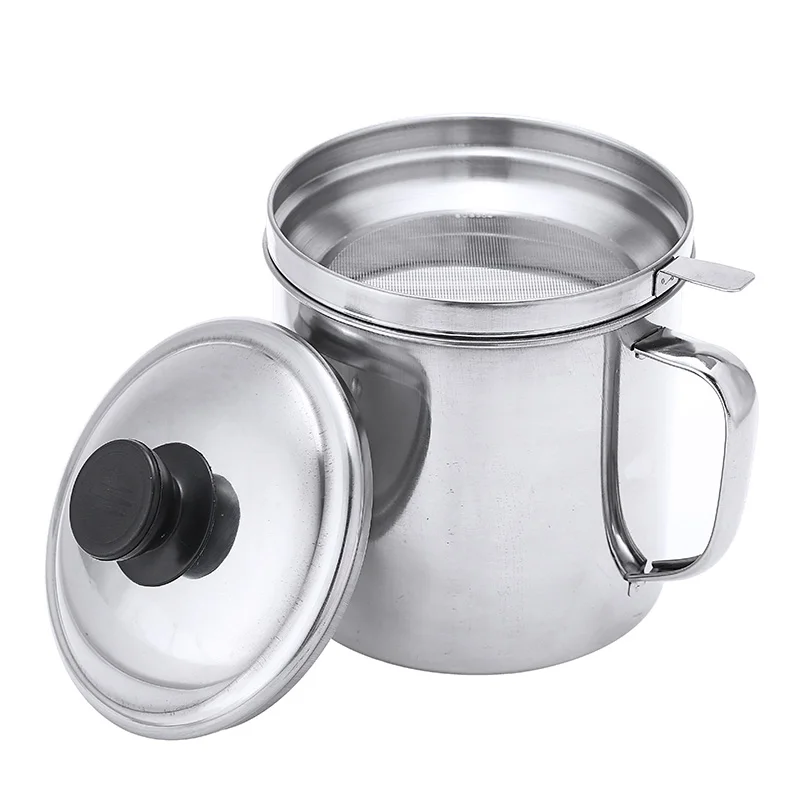1 8l stainless steel oil strainer pot portable container jug storage can filter leakproof oil pot dispenser kitchen gadgets free global shipping