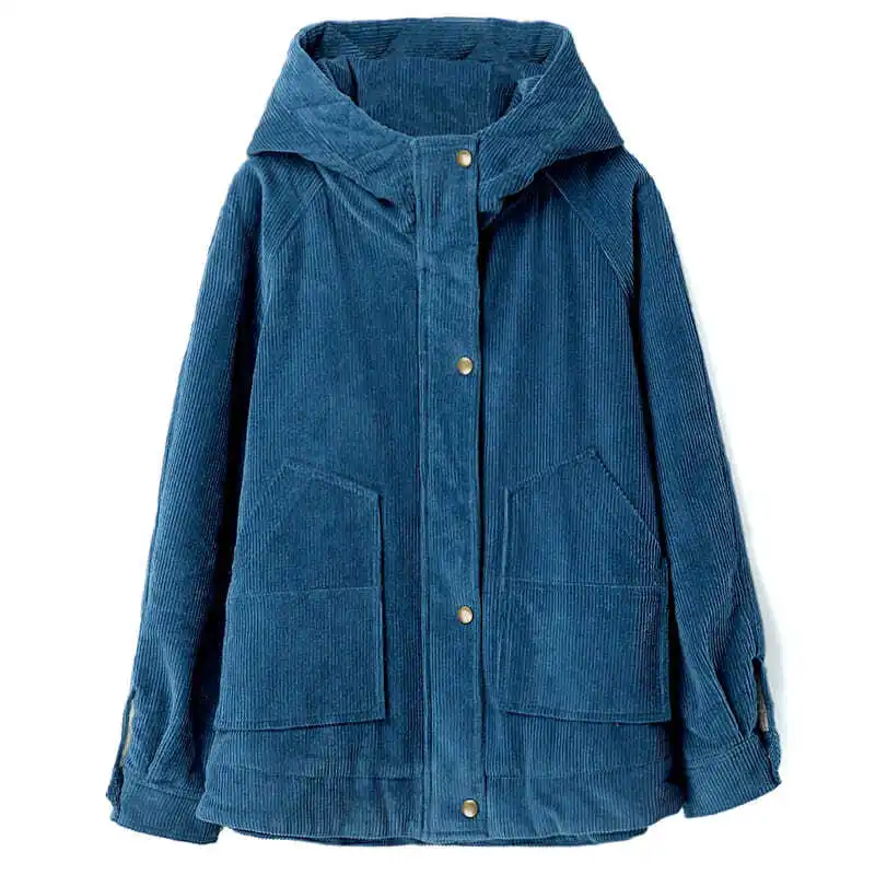 

Плюшевая Вельветовая куртка женская короткая весна-осень 2021 Новая повседневная женская Свободная теплая куртка с капюшоном L13