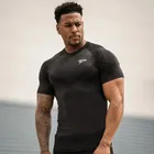 Мужская спортивная футболка для бега, компрессионная быстросохнущая облегающая футболка, Мужская футболка для тренажерного зала и фитнеса, тренировочные футболки для бега, топы, мужская одежда