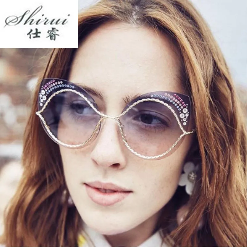 Женские винтажные солнцезащитные очки кошачий глаз дизайнерские большого