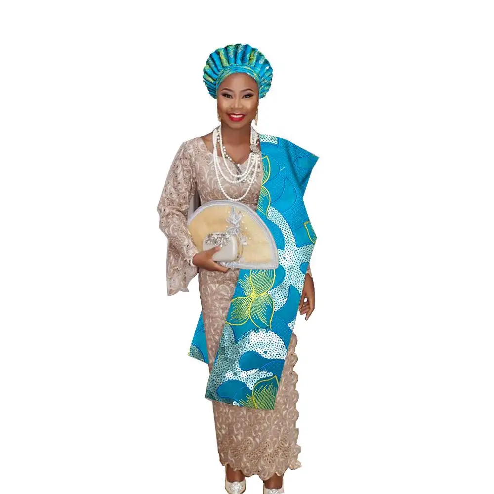 Нигерийский геле головной убор aso oke с плеча геле тюрбан для женщин - Цвет: as pic