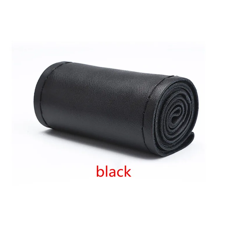 Black-Sideline Type Car Braid On The Steering Wheel 38 cm Hand Sewing Microfiber Leather Covers Auto Steering Wheel Cover - Название цвета: Black-Sideline Type