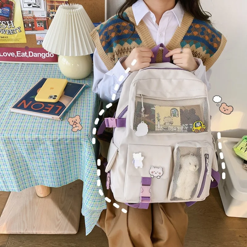 

Cute Women Large Capacity Backpack Waterproof Nylon Female Schoolbag College Lady Laptop Backpacks Kawaii Girl Travel Book Bags
