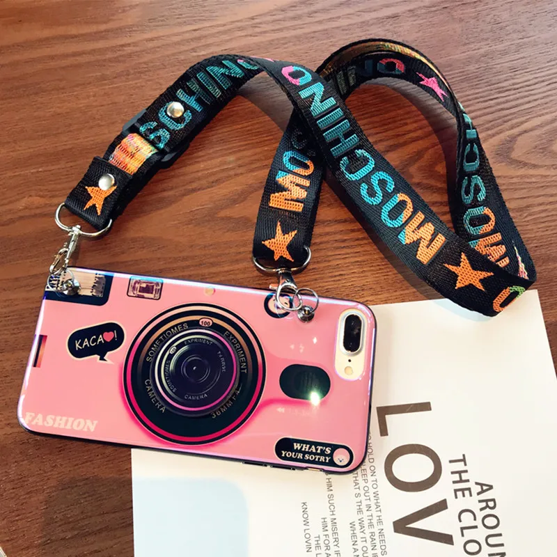 

KONSMART Honor 10X Lite Case Fashion Retro Camera Phone Case For Huawei Honor 10X Lite Silicone Soft Back Cover With Strap