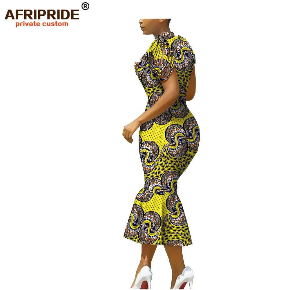Afripride, африканские платья для женщин, сделанные на заказ, открытые рукава, длина до середины икры, женское Хлопковое платье-труба A1825099