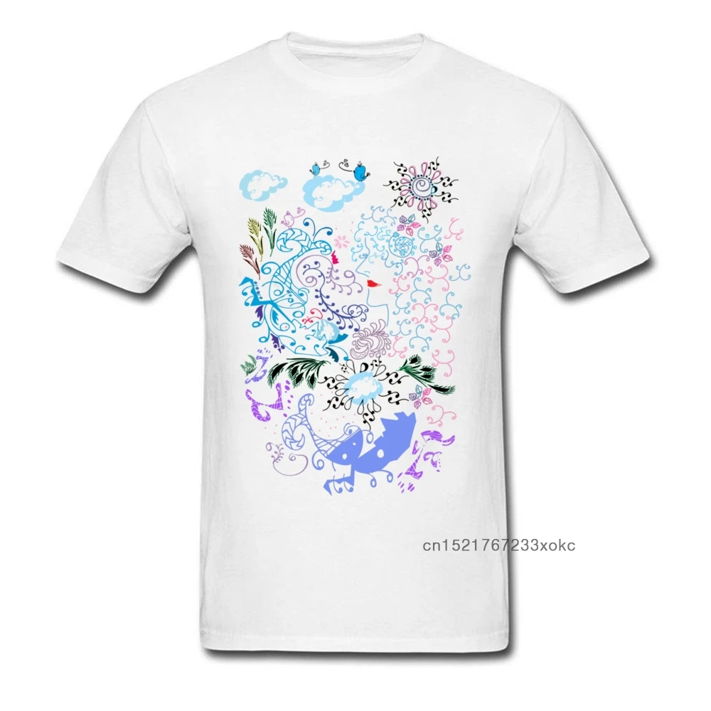 Daydream Line Art Design Мужская белая футболка с рисунком из мультфильма Повседневная