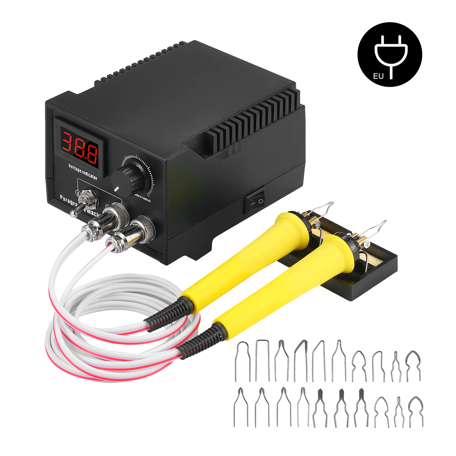 

60W 220V 29PCS Woodburner Wood Burning Tool Kit Adjustable 0℃-800℃ Digital Display Woodburning Pyrography Pen Machine Iron Set