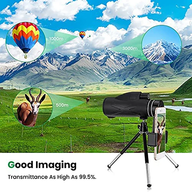 

Monocular Telescope,Waterproof Monocular Scope with Smartphone Adapter Tripod for Wildlife Bird Watching Hiking Camping