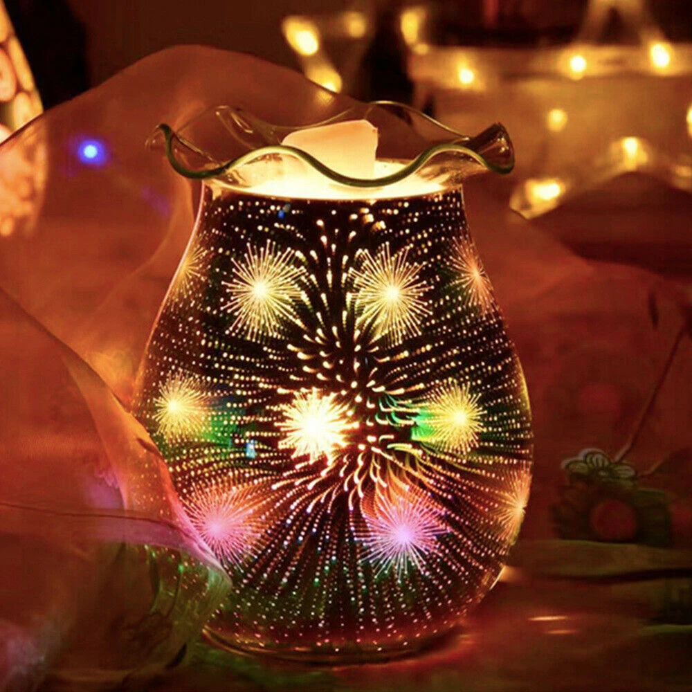 3D Стекло фейерверк электрическая ароматическая лампа воск плавильная печь