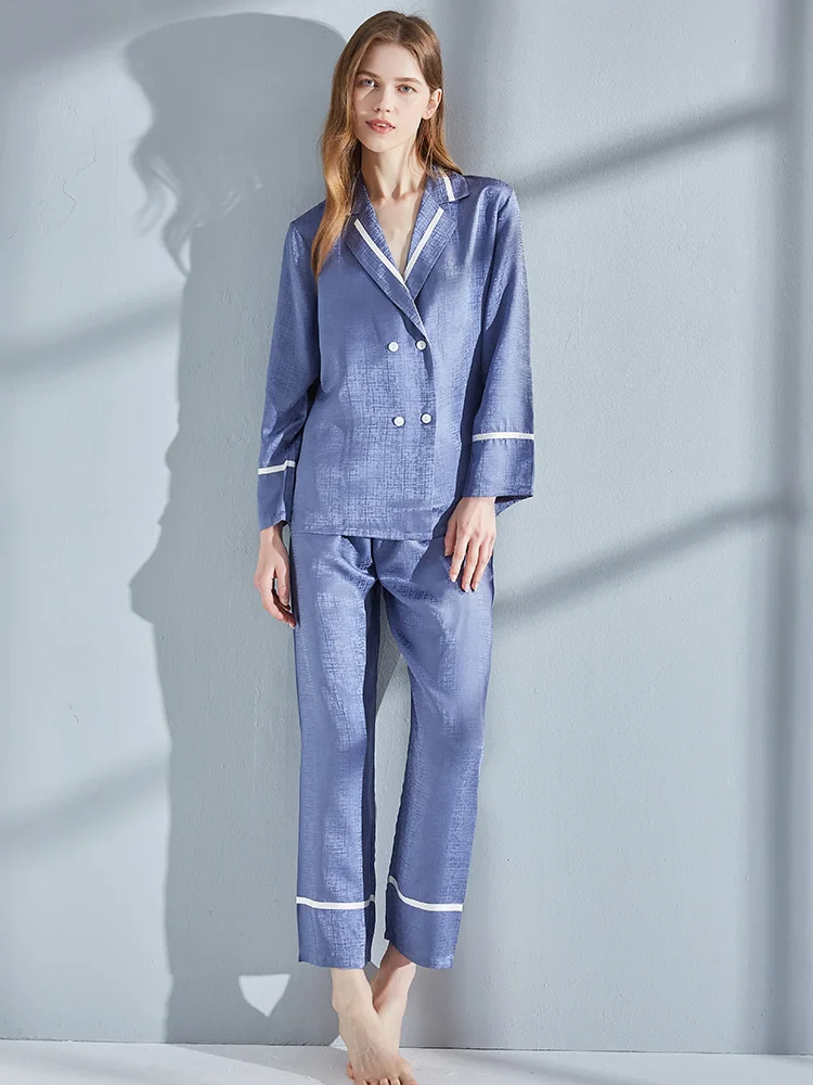 100% Nature Silk Pajama for Women Pink Pyjamas PJ Set Homewear Full Sleeve Sleepwear Summer Homeclothes Satin Silk Pijamas Femme