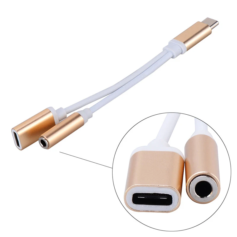 

2 In 1 3.5mm AUX Audio Cable USB-C To Type C 3.5mm Jack Audio Splitter USB C Earphone Cable Charging Adapter For Smart Phones
