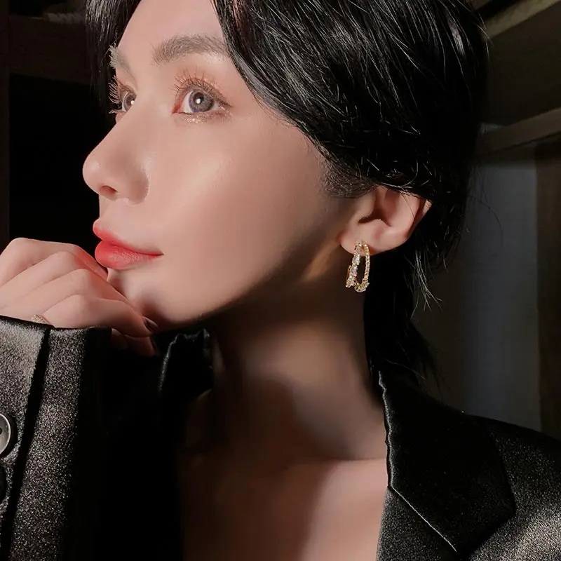 

Светильник Роскошные темпераментные двухслойные циркониевые серьги, новинка 2020, модные серьги в Корейском стиле, модные и популярные