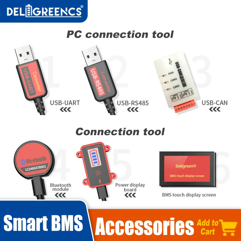 

Smart BMS Accessories Deligreen Smart BMS Parts Bluetooth Module Light Board CAN Module For 4S BMS LiFePO4 200A 3S to 32S BMS