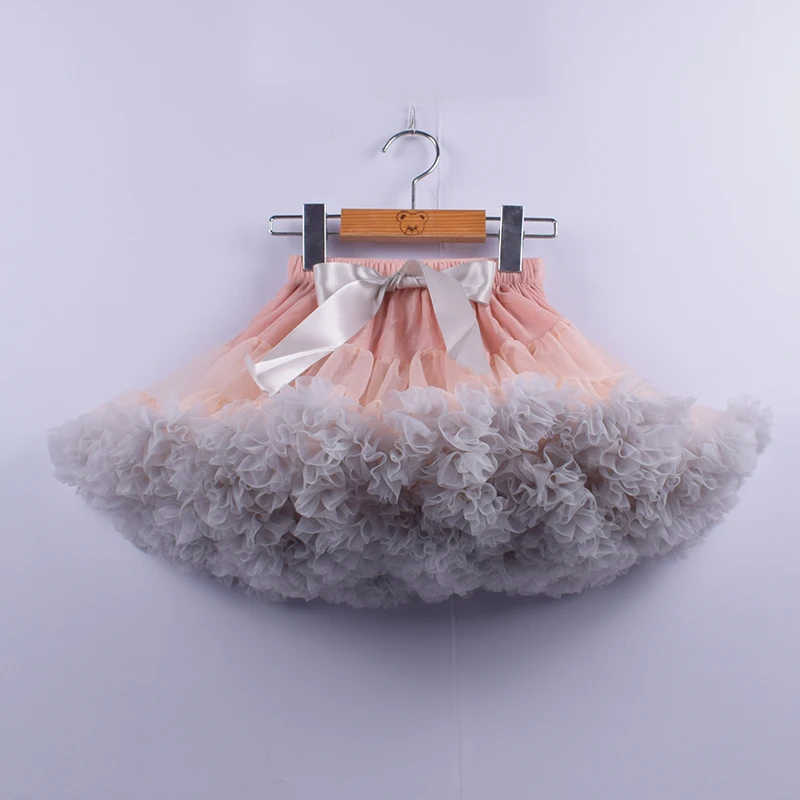 peach and gray Модная юбка-пачка девочек яркая детская одежда Вечерние пышные детские юбки-американки принцесс танцевальный костюм балета для детей от 0 до 16 лет - Цвет: peach and gray