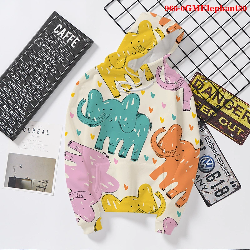 Толстовка с 3d-изображением слона свитшот пуловер женские толстовки оверсайз для