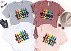 Цветная футболка с цветным карандашом, индивидуальная Футболка с именем, топы с графическим рисунком для детей дошкольного возраста, 100% хлопок, с коротким рукавом