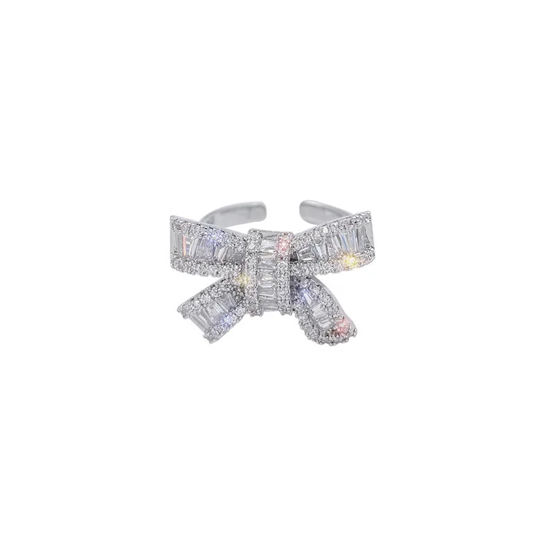 

New style open ring lady fashion personality girl heart bow ring index finger ring