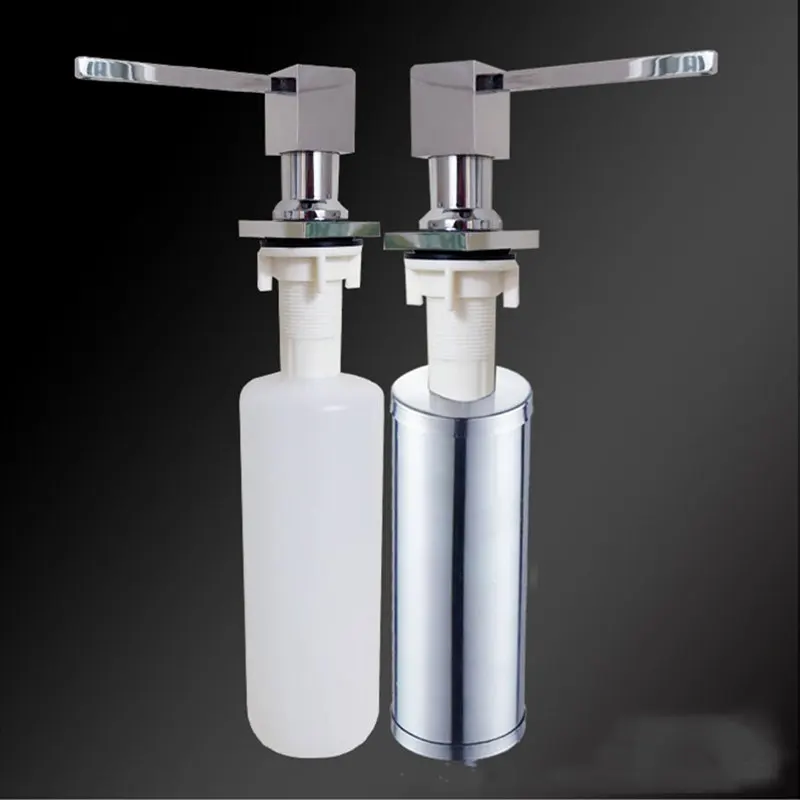 

Soap Dispenser Black/chrome Brass Square Pump With Bottle Finished Soap Dispensers Built In Kitchen Sink Top Dispenser Bathroom
