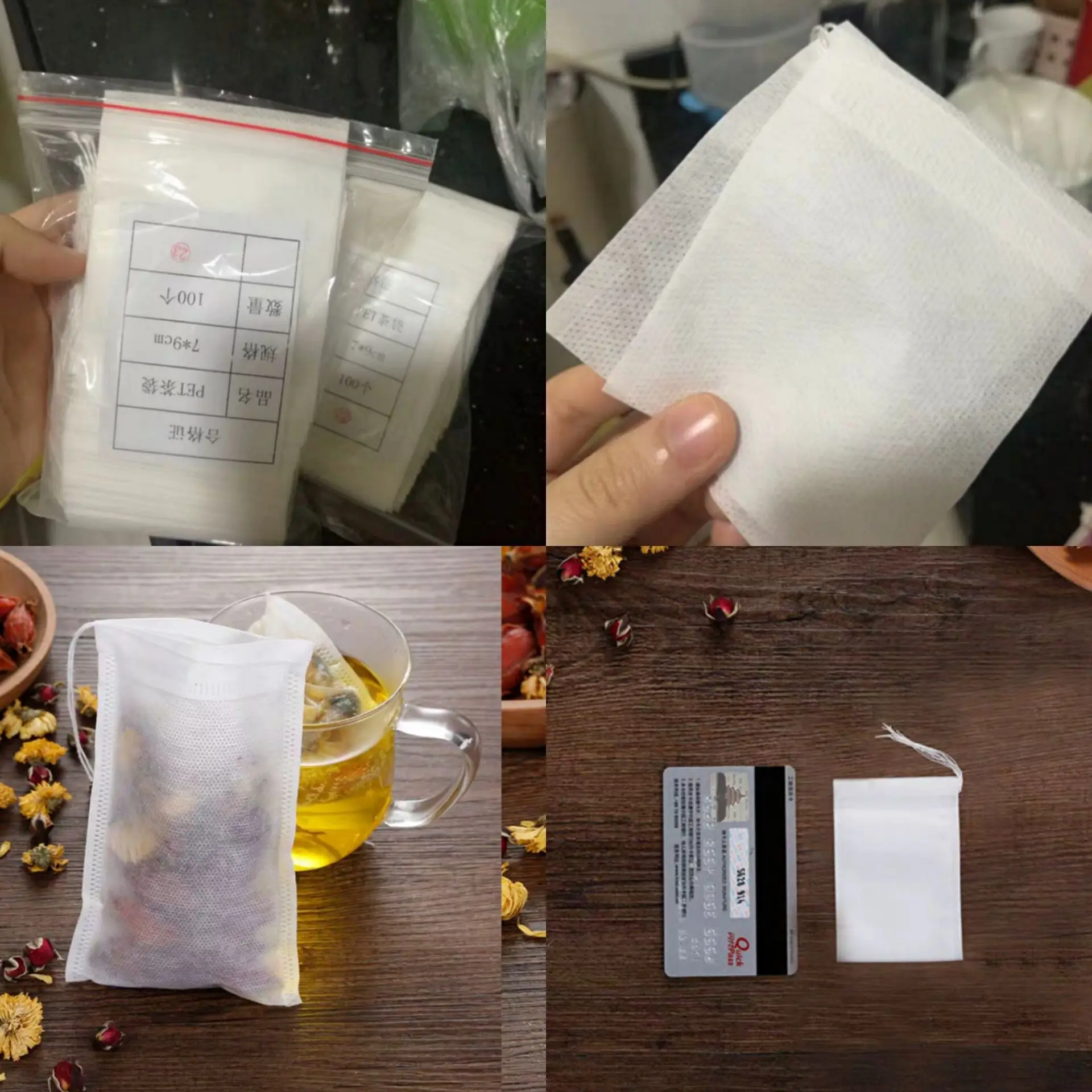 100 шт чайных пакетиков для заварных с ниткой зажимного уплотнения 5 5X7 см пакетики