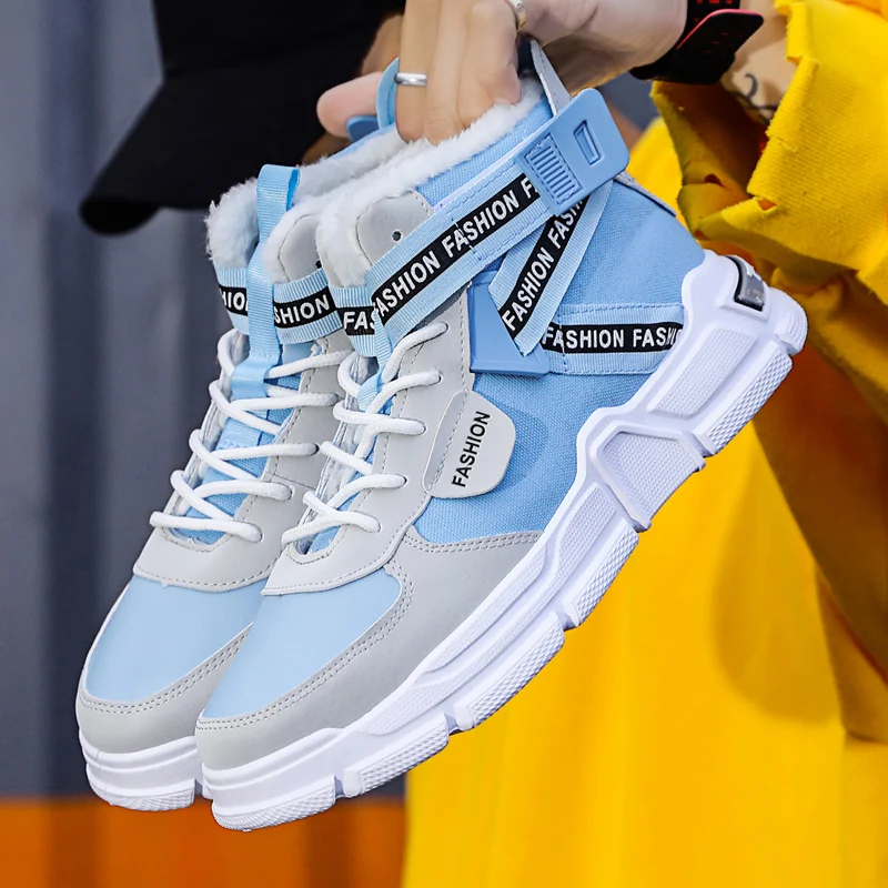 

Высокие кроссовки для мужчин, модная повседневная спортивная обувь, теплая Студенческая зимняя уличная мягкая спортивная обувь для подрос...