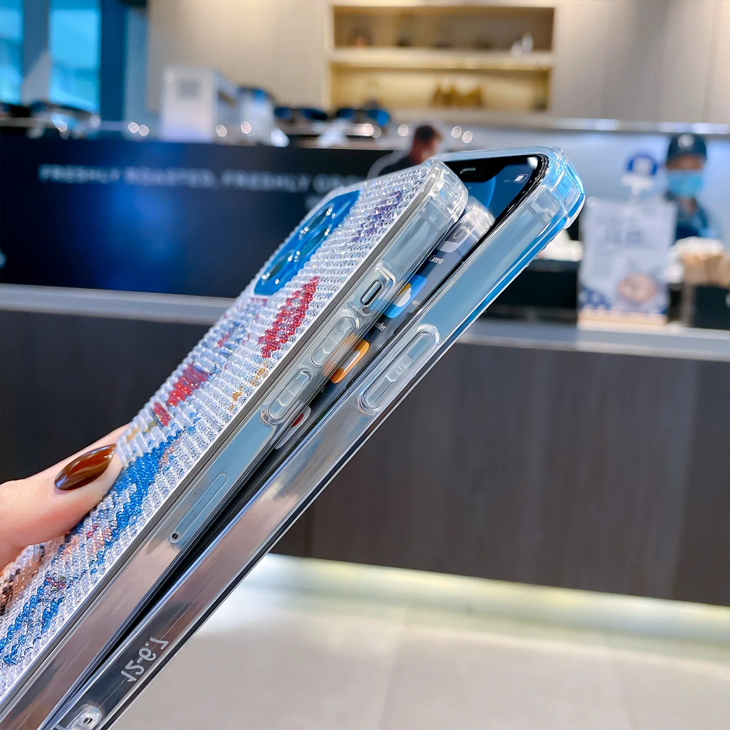 

Rhinestone Full Diamond Glitter Bling Phone Case For iPhone 11 12 Pro XS X XR 7 8 Plus SE 2020 Cute Cartoon Soft Silicone Cover