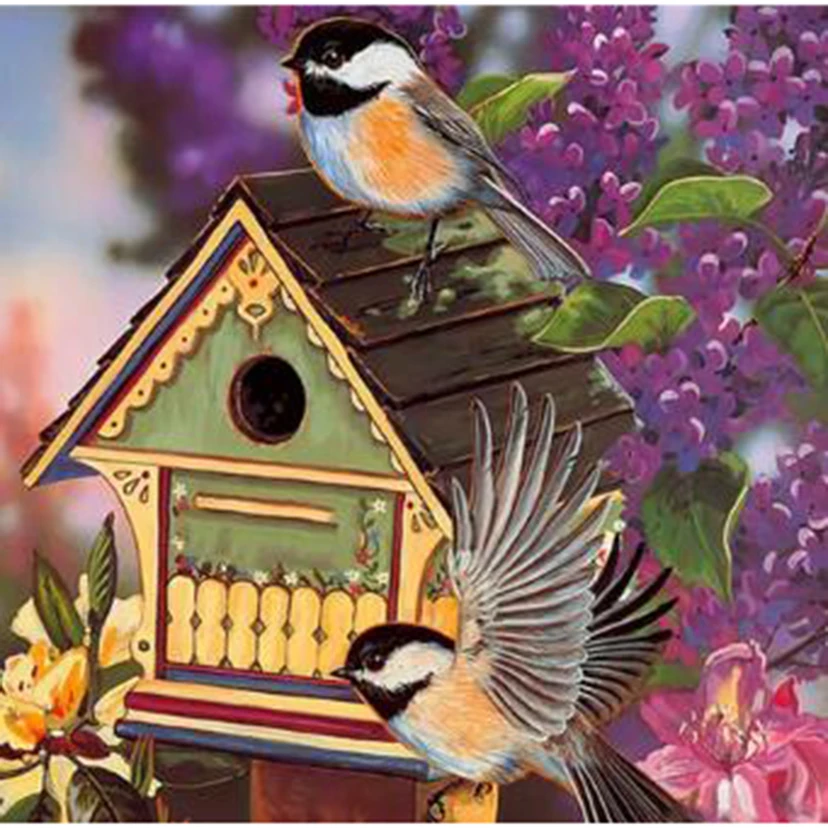 

5D DIY Diamond Painting Square/Round Diamond Wooden House Bird View Picture Animal Painting Cross Stitch Embroidery Art TX293