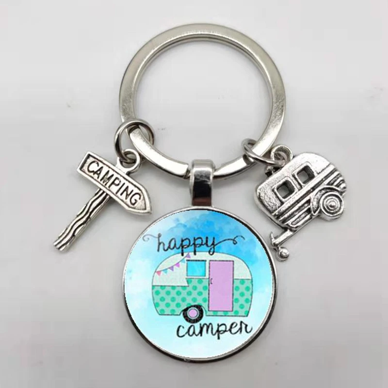 Счастливый Отдых милые туристический автомобиль я лагерь camper ключ дорожный знак