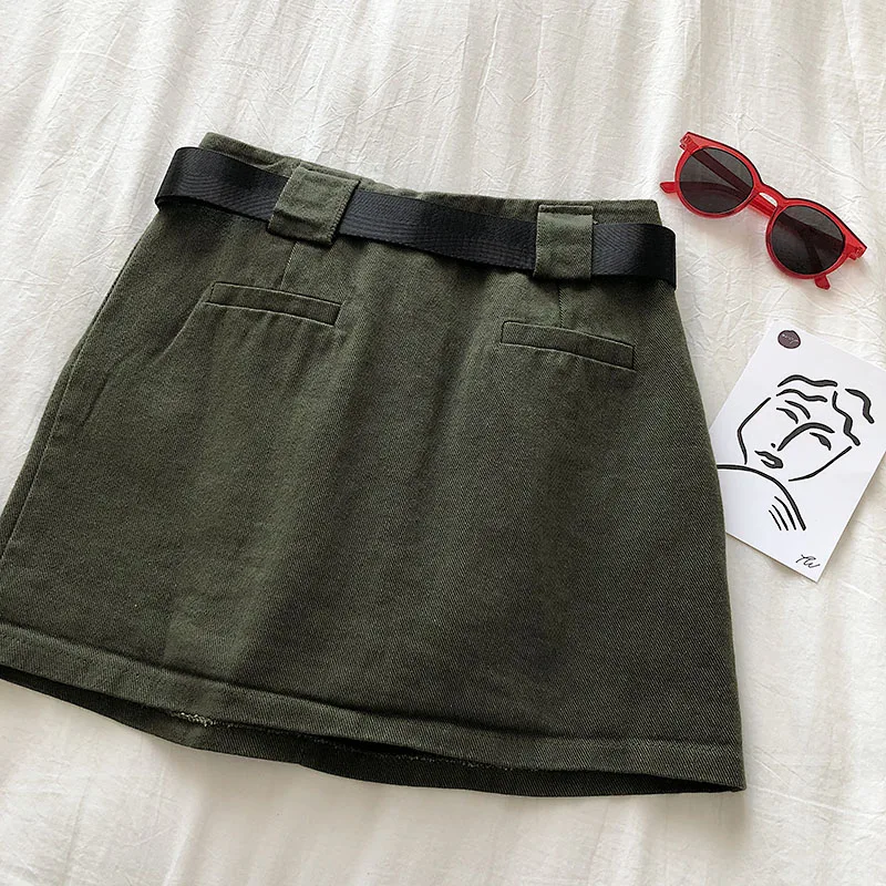 Летняя женская юбка GOPLUS винтажная черная трапециевидная мини в Корейском стиле с