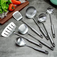 7pcs stainless steel cookware set kitchen shovel fish turner soup spoon pasta server strainer cooking tools utensils kitchenware