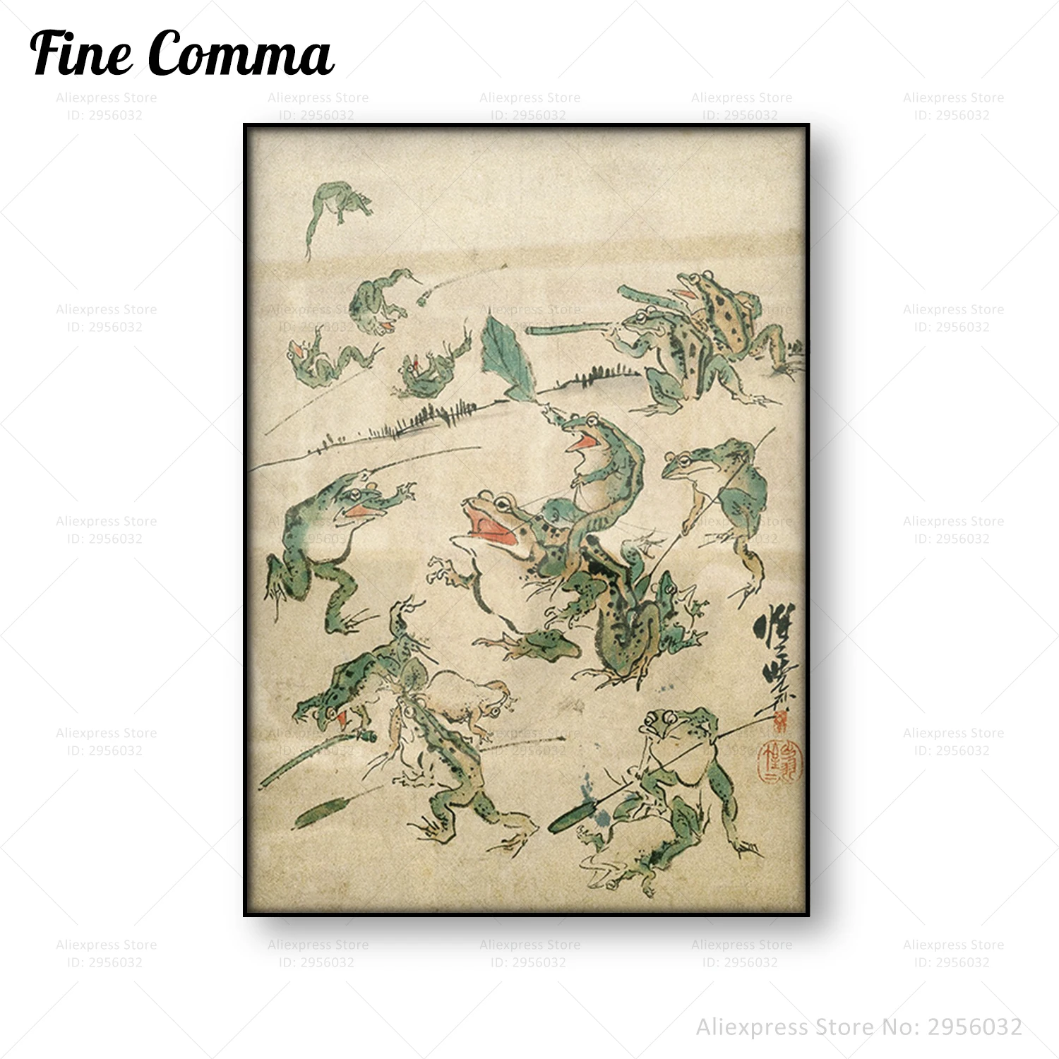 

Vintage Frog Art Poster Frog Battle of Frogs Antique Japanese Wall Art Canvas Print Asian Vintage Painting Picture Wall Decor