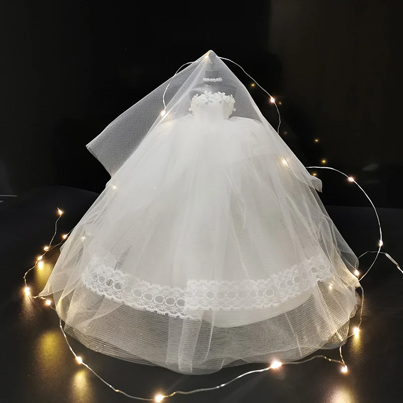 Светящаяся коробка для поделок белая мини-модель свадебного платья изысканный